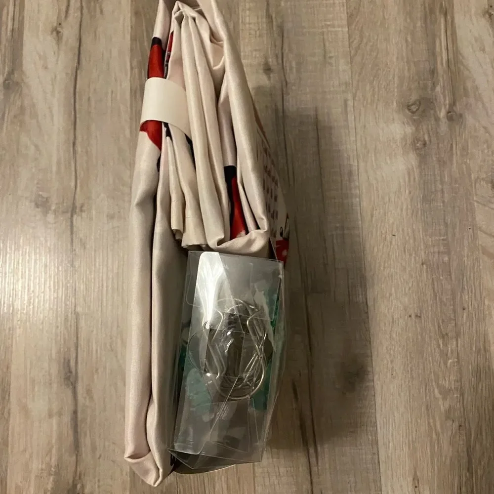 (Holiday Collection) Vintage Red Truck Christmas Tree Shower Curtain Set